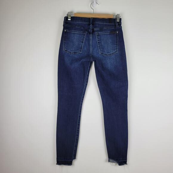 7 For All Mankind b(air) The Ankle Skinny Jeans Side Step Raw Hem Bach Size 27 - Picture 9 of 15